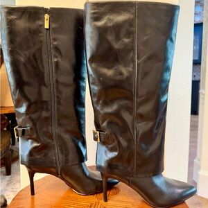 Vince Camuto Elegant Black Leather Heeled Boots